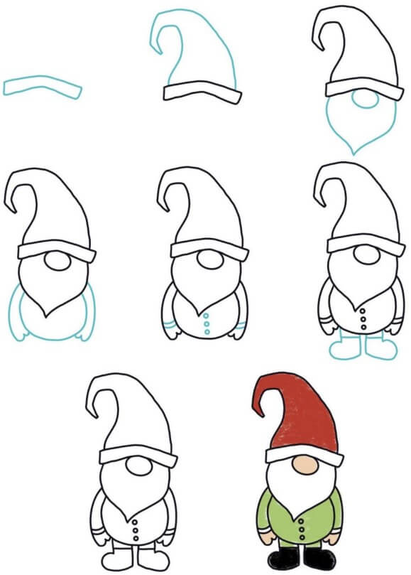 how to draw a gnome